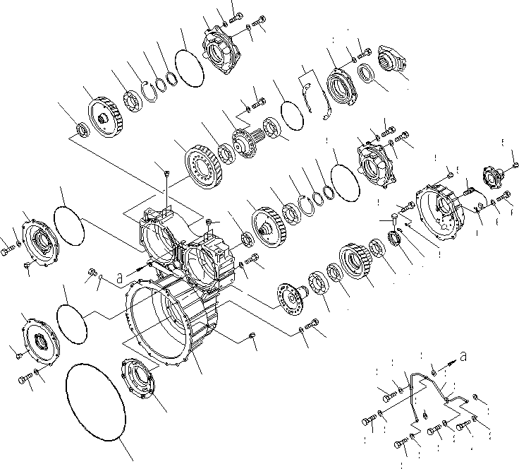 Схема запчастей Komatsu WA600-6 - ГИДРОТРАНСФОРМАТОР (КОРПУС)(№-) ГИДРОТРАНСФОРМАТОР И ТРАНСМИССИЯ