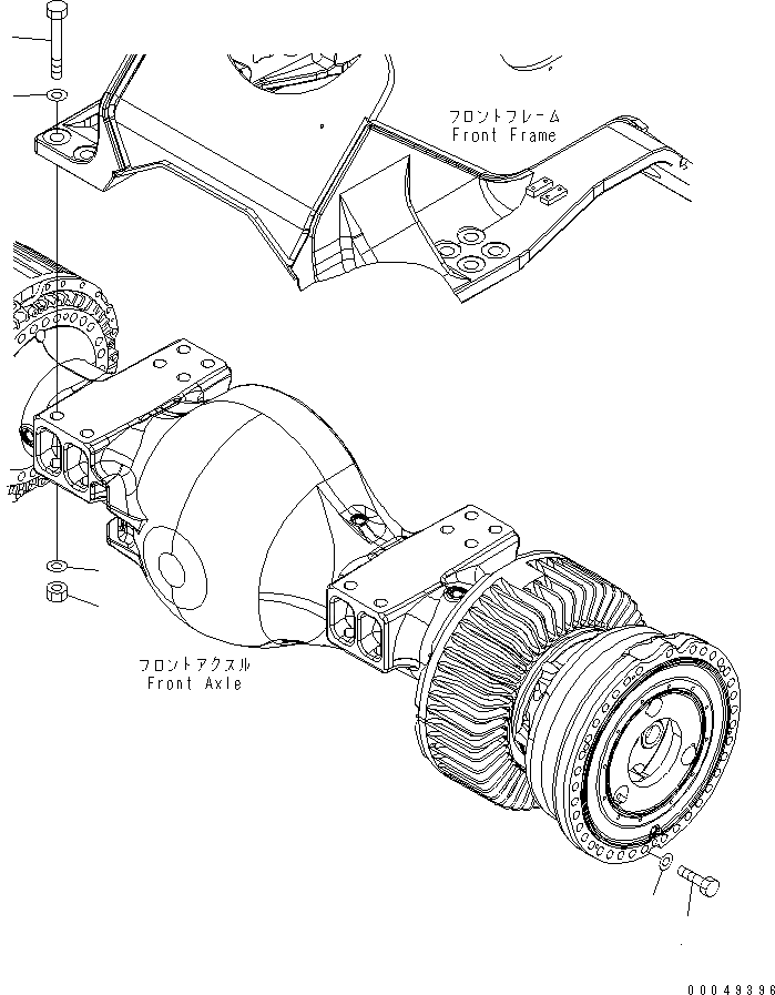 Схема запчастей Komatsu WA600-6 - ПЕРЕДНИЙ МОСТ (КОЛЕСА КРЕПЛЕНИЕ И МОСТ КРЕПЛЕНИЕ)(№-) ГИДРОТРАНСФОРМАТОР И ТРАНСМИССИЯ