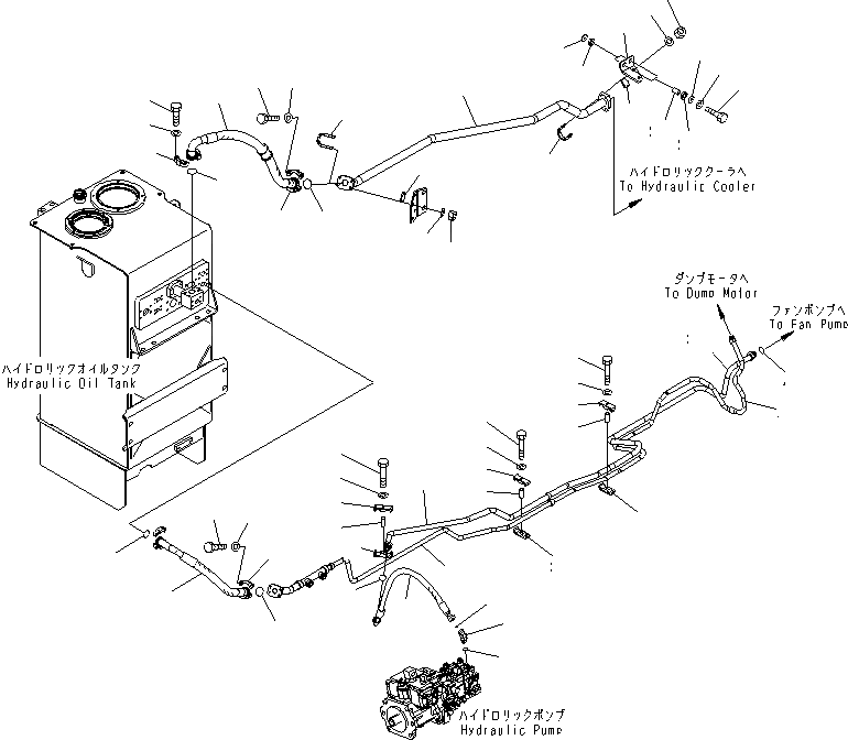 Схема запчастей Komatsu WA600-6 - ГИДРАВЛ ЛИНИЯ (ЛИНИЯ ОХЛАЖДЕНИЯ¤ /)(№-) ГИДРАВЛИКА