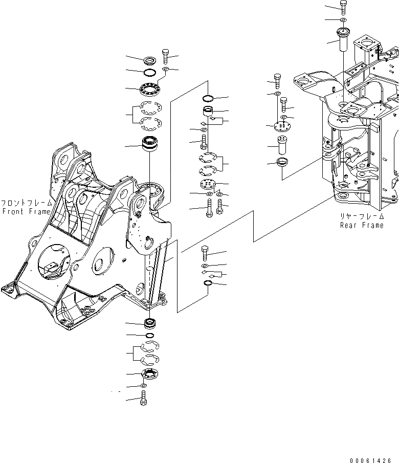Схема запчастей Komatsu WA600-6 - ПАЛЕЦ(ДЛЯ ПЕРЕДН. И ЗАДН. РАМА СОЕДИНЕНИЕ)(№-) ОСНОВНАЯ РАМА И ЕЕ ЧАСТИ
