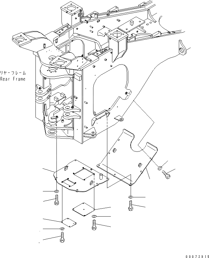 Схема запчастей Komatsu WA600-6 - БЛОКИРОВКА И КРЫШКИ(НИЖН. ЗАЩИТА)(№7-) ОСНОВНАЯ РАМА И ЕЕ ЧАСТИ