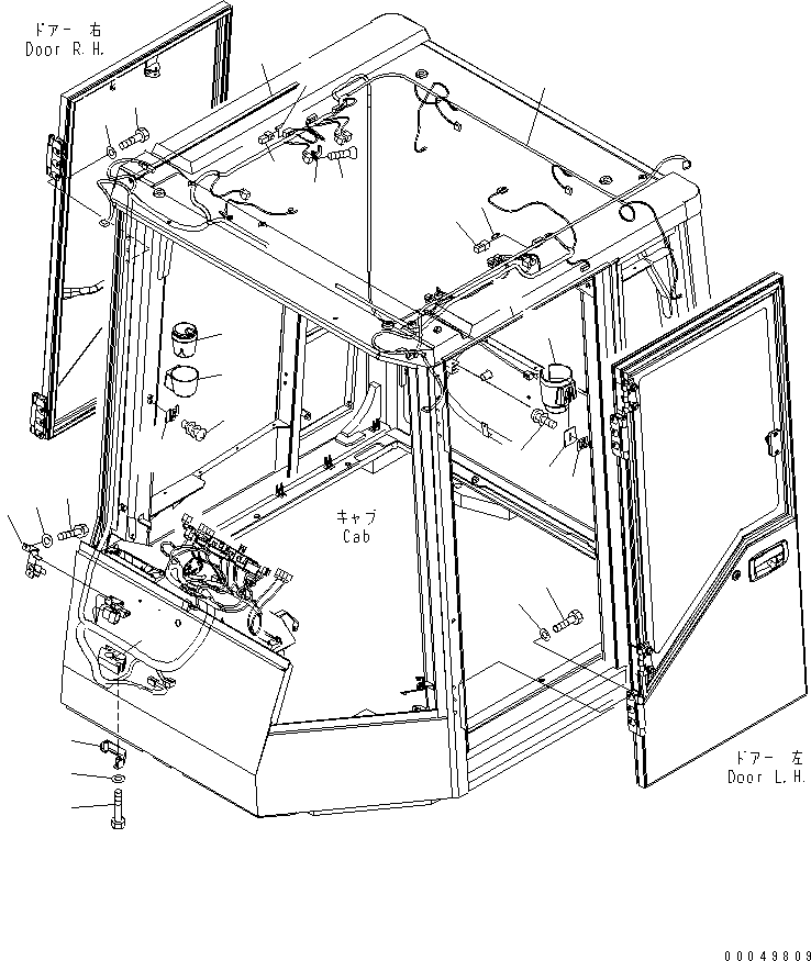 Схема запчастей Komatsu WA600-6 - КАБИНА (АКСЕССУАРЫ)(№7-) КАБИНА ОПЕРАТОРА И СИСТЕМА УПРАВЛЕНИЯ