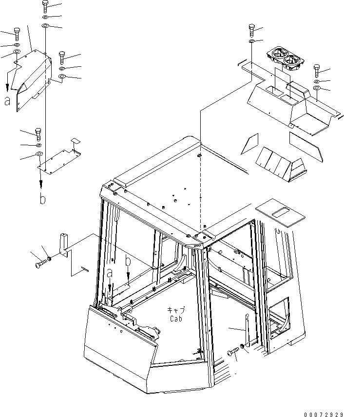 Схема запчастей Komatsu WA600-6 - КАБИНА (БОКОВ. КРЫШКА¤ /)(№7-) КАБИНА ОПЕРАТОРА И СИСТЕМА УПРАВЛЕНИЯ