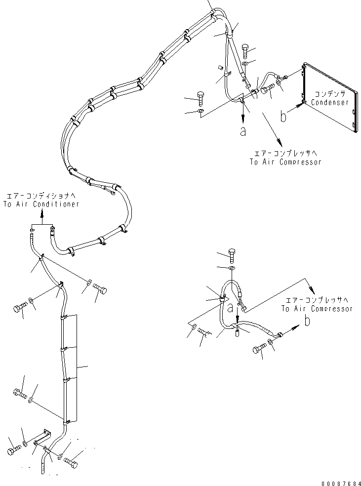 Схема запчастей Komatsu WA600-6 - ТРУБКИ КОНДИЦИОНЕРА(№98-) КАБИНА ОПЕРАТОРА И СИСТЕМА УПРАВЛЕНИЯ