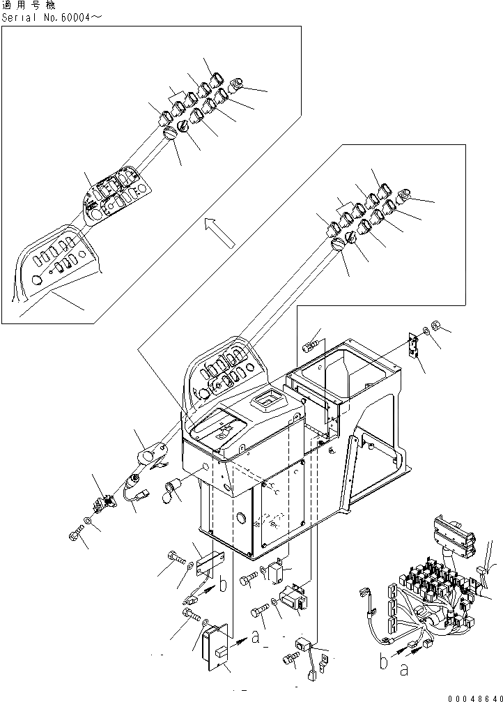 Схема запчастей Komatsu WA600-6 - ПОЛ SUB (РЕЛЕ И ПЕРЕКЛЮЧАТЕЛЬ)(№-) КАБИНА ОПЕРАТОРА И СИСТЕМА УПРАВЛЕНИЯ