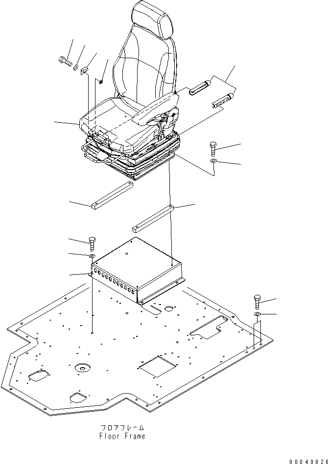 Схема запчастей Komatsu WA600-6 - ПОЛ SUB (СИДЕНЬЕ ОПЕРАТОРА) (РУЛЕВОЕ КОЛЕСО)(№7-) КАБИНА ОПЕРАТОРА И СИСТЕМА УПРАВЛЕНИЯ
