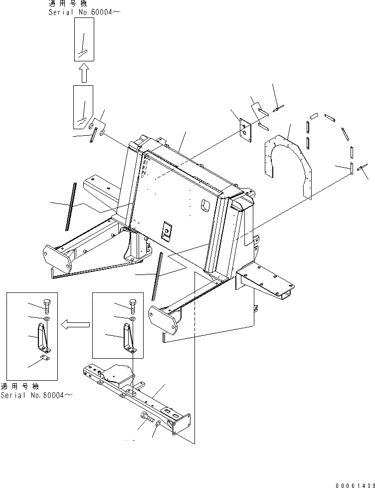 Схема запчастей Komatsu WA600-6 - ОТСЕК ДВИГАТЕЛЯ(РЕЗИН. ДЛЯ BULKHEAD¤ /)(№-) ЧАСТИ КОРПУСА