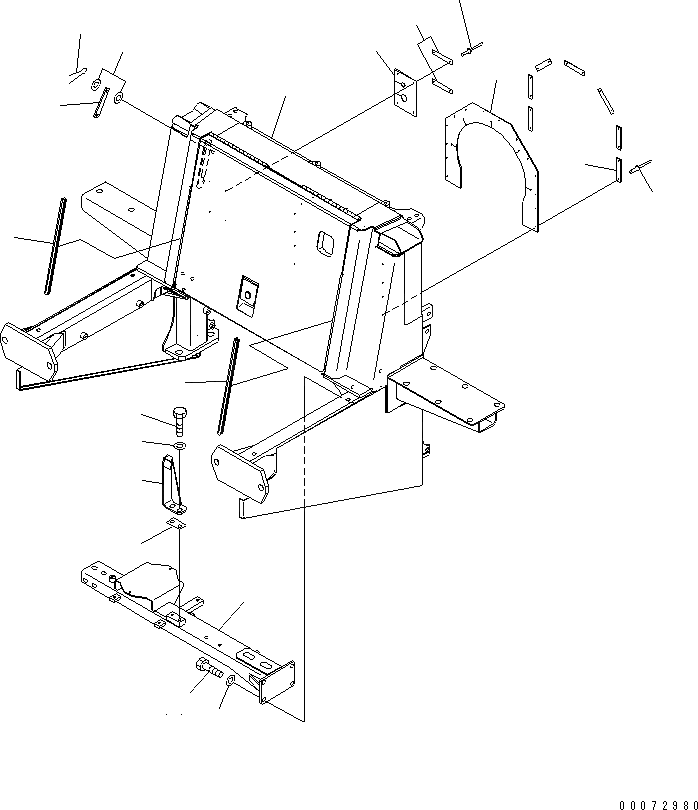 Схема запчастей Komatsu WA600-6 - КАПОТ (BULKHEAD)(№7-) ЧАСТИ КОРПУСА