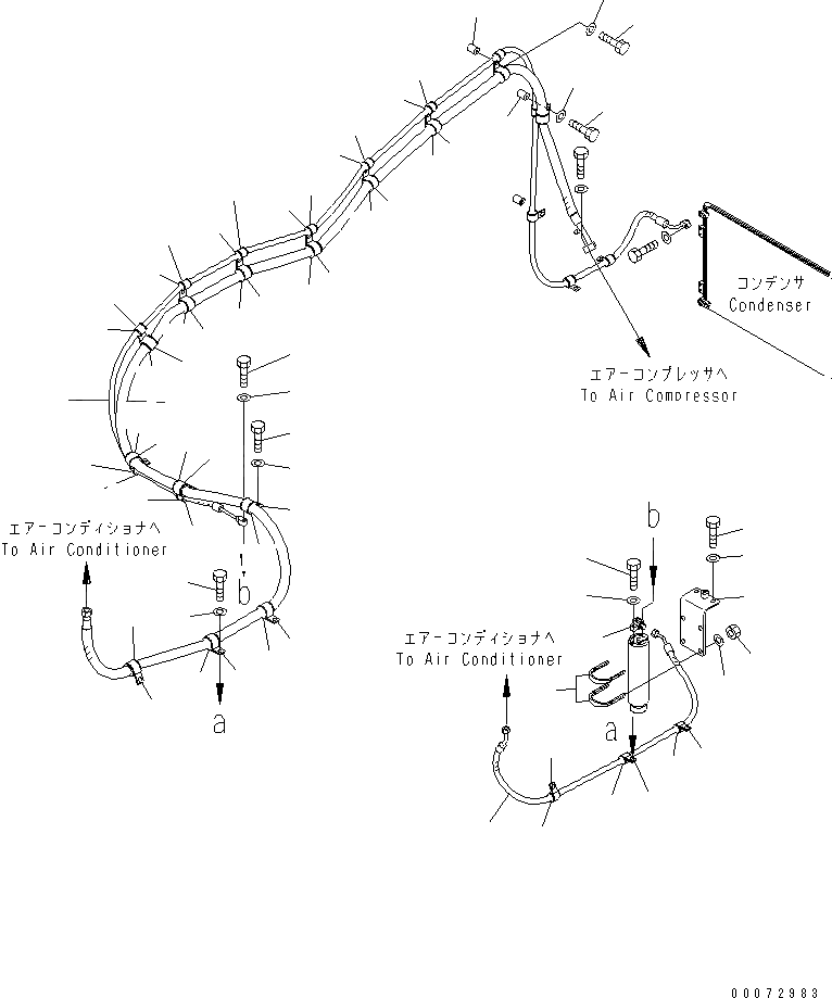 Схема запчастей Komatsu WA600-6 - КАПОТ (ТРУБКИ КОНДИЦИОНЕРА)(№7-) ЧАСТИ КОРПУСА