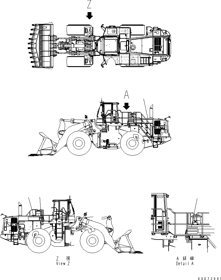 Схема запчастей Komatsu WA600-6 - КАПОТ (МАРКИРОВКА)(№7-) ЧАСТИ КОРПУСА