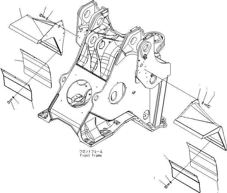 Схема запчастей Komatsu WA600-6 - ПЕРЕДН. КРЫЛО(№-) ЧАСТИ КОРПУСА