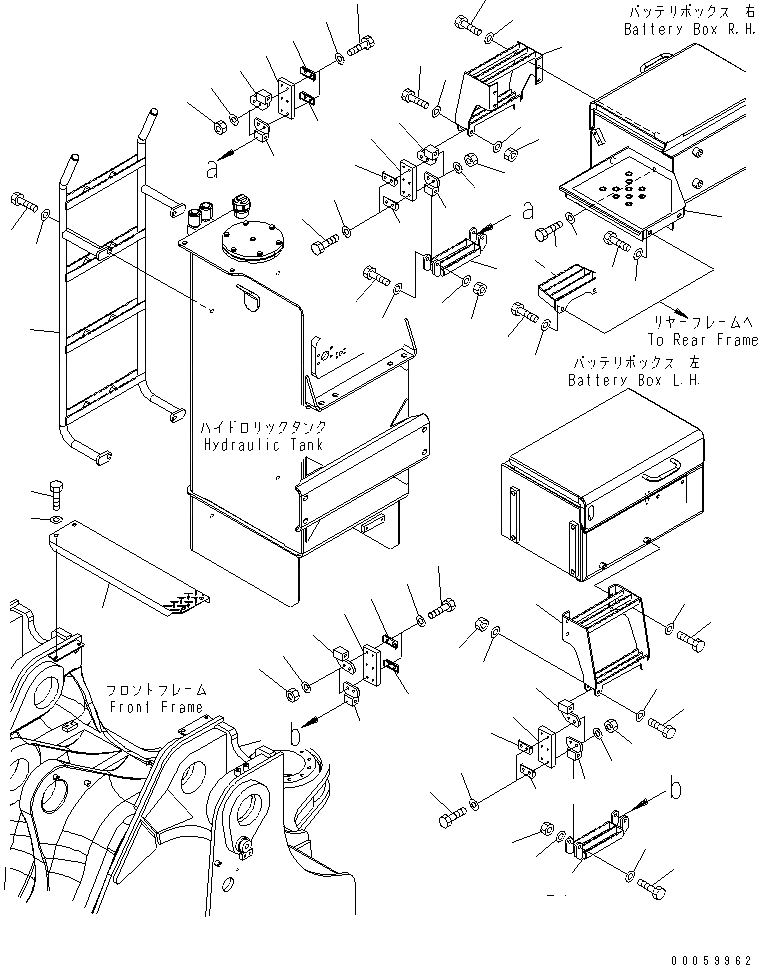 Схема запчастей Komatsu WA600-6 - ЛЕСТНИЦА (СТУПЕНИ)(№7-) ЧАСТИ КОРПУСА