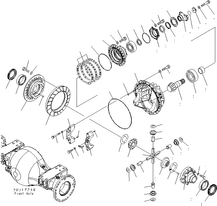 Схема запчастей Komatsu WA600-6R - ПЕРЕДНИЙ МОСТ (ДИФФЕРЕНЦ. И ЭЛЕМЕНТЫ КРЕПЛЕНИЯ) ГИДРОТРАНСФОРМАТОР И ТРАНСМИССИЯ