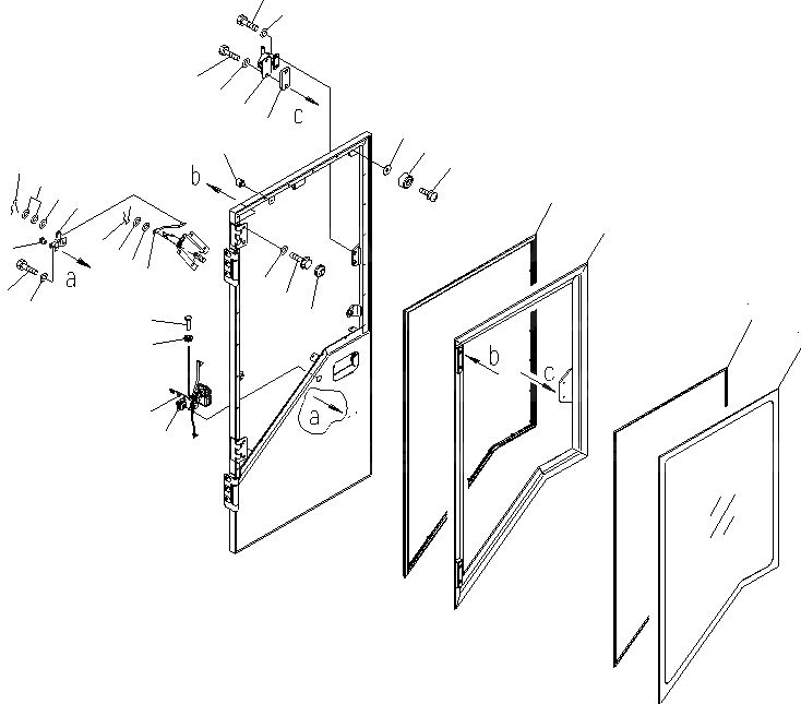 Схема запчастей Komatsu WA600-6R - КАБИНА (ДВЕРЬ В СБОРЕ¤ ЛЕВ.¤ /) КАБИНА ОПЕРАТОРА И СИСТЕМА УПРАВЛЕНИЯ