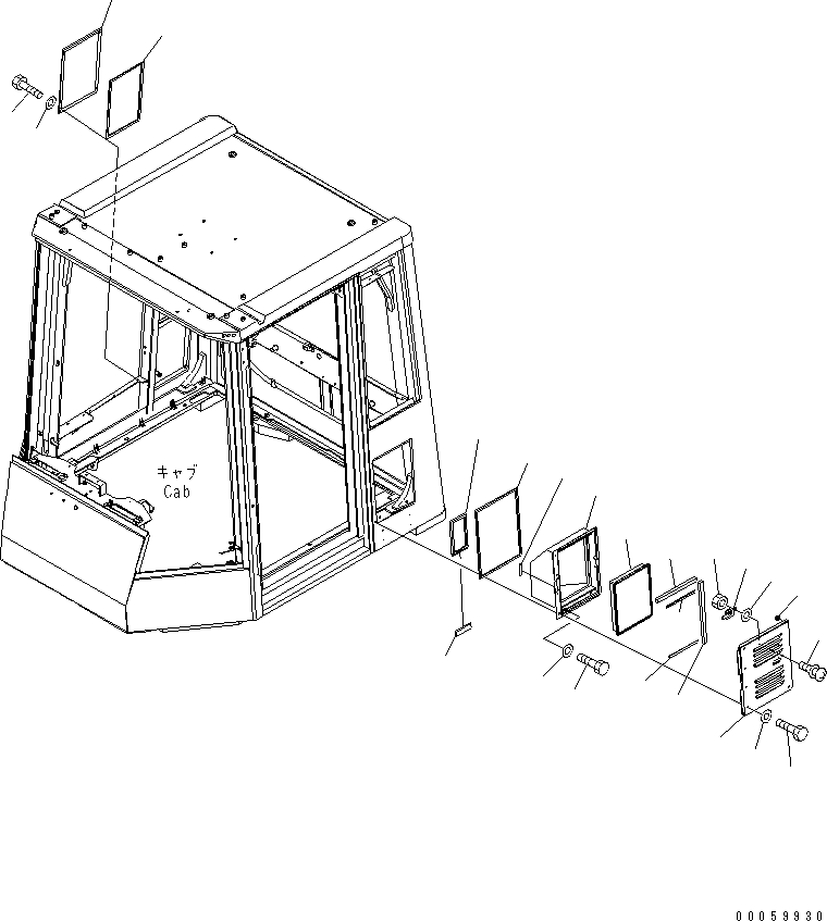 Схема запчастей Komatsu WA600-6R - КАБИНА (БОКОВ. КРЫШКА¤ /)(№-) КАБИНА ОПЕРАТОРА И СИСТЕМА УПРАВЛЕНИЯ