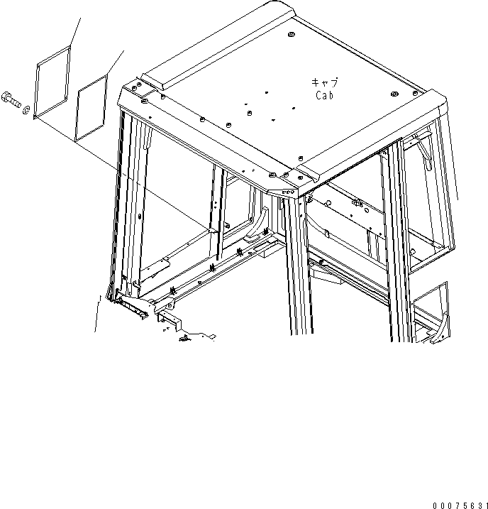 Схема запчастей Komatsu WA600-6R - КАБИНА (БОКОВ. КРЫШКА)(№-) КАБИНА ОПЕРАТОРА И СИСТЕМА УПРАВЛЕНИЯ