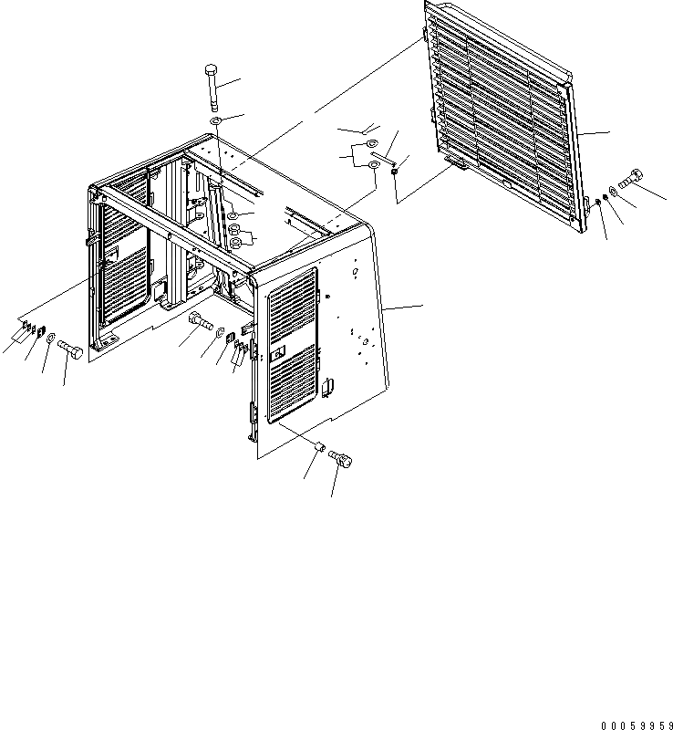 Схема запчастей Komatsu WA600-6R - КАПОТ (РЕШЕТКА РАДИАТОРА)(№-) ЧАСТИ КОРПУСА