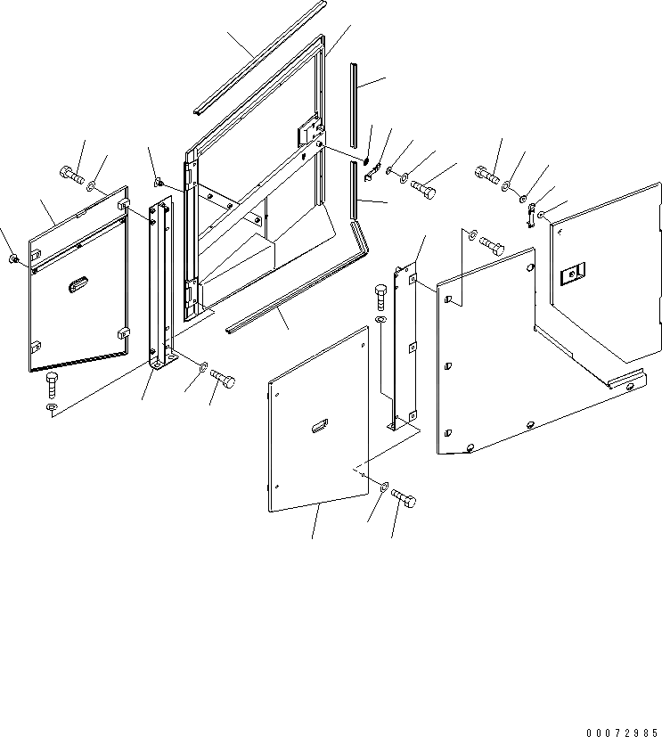 Схема запчастей Komatsu WA600-6R - КАПОТ (ДВЕРЬ ПРАВ.) ЧАСТИ КОРПУСА