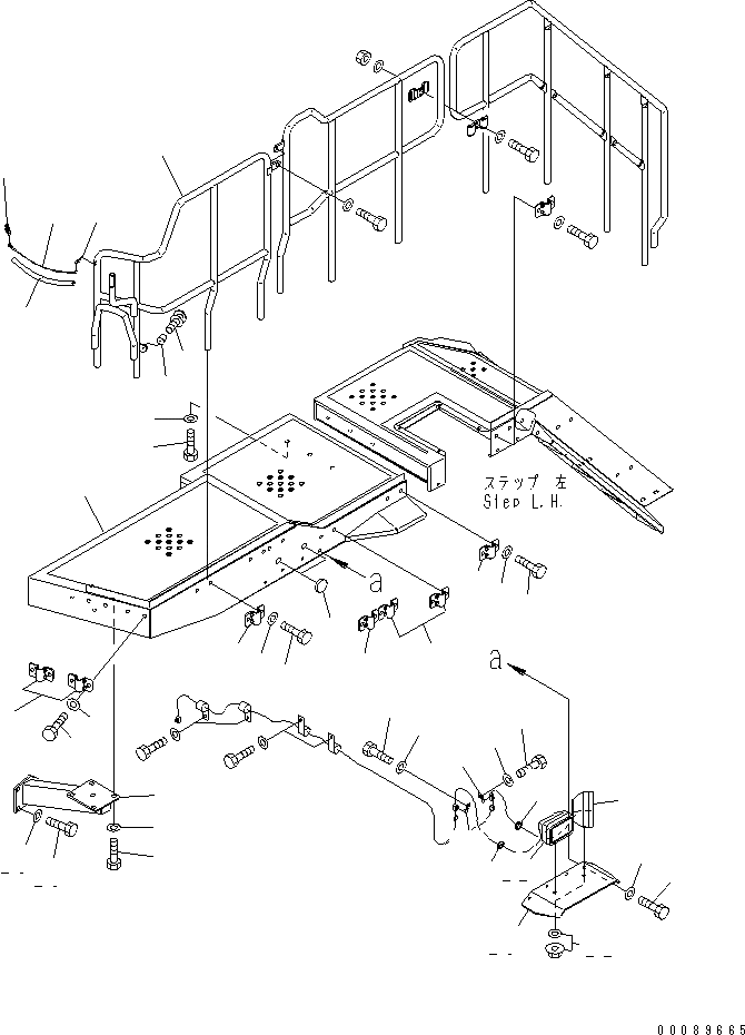 Схема запчастей Komatsu WA600-6R - ЛЕСТНИЦА (ПЛАТФОРМА¤ ЛЕВ.) (ДЛЯ ДОПОЛН. РАБОЧ. ОСВЕЩЕНИЕ) ЧАСТИ КОРПУСА