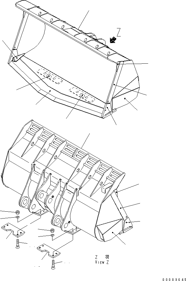 Схема запчастей Komatsu WA600-6R - КОВШ¤ .M (БЕЗ TOOTH) РАБОЧЕЕ ОБОРУДОВАНИЕ