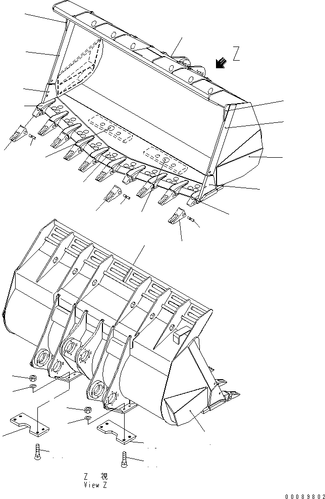 Схема запчастей Komatsu WA600-6R - КОВШ¤ 7.M (С ЗУБЬЯМИ) (НА БОЛТАХ SEGMENT) РАБОЧЕЕ ОБОРУДОВАНИЕ