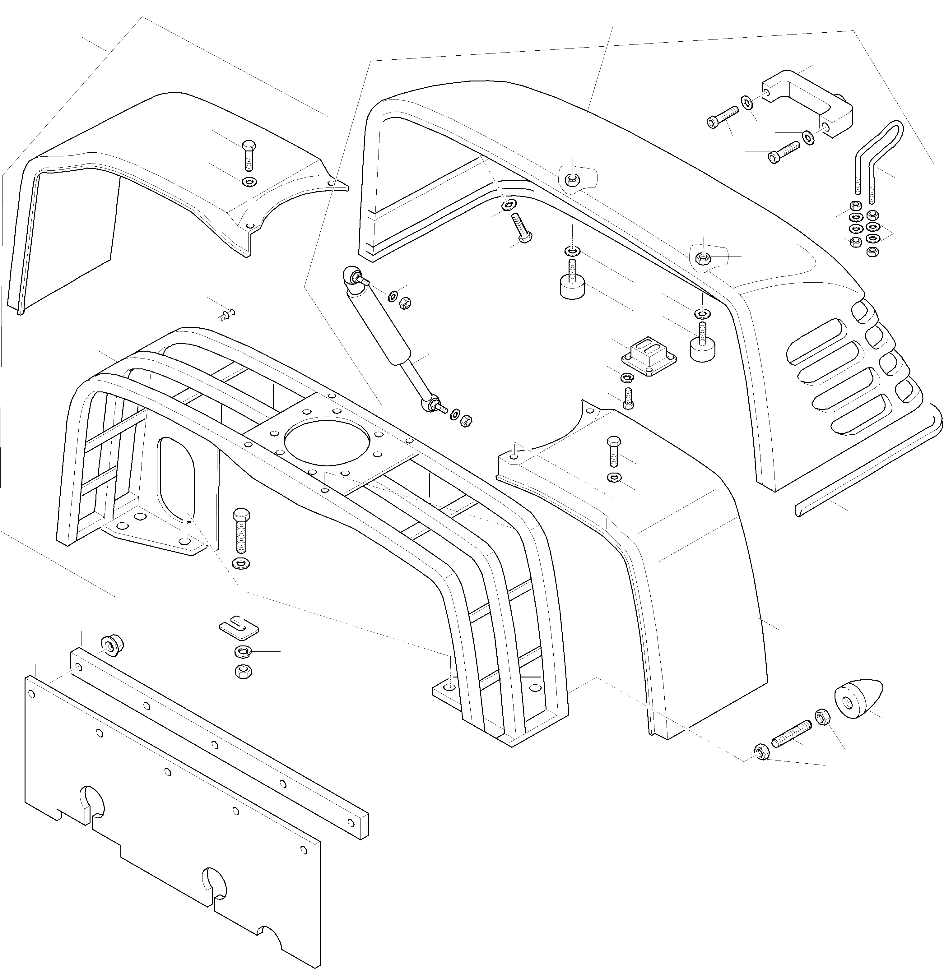 Схема запчастей Komatsu WA65-3 - ЗАЩИТА РАДИАТОРА AND КРЫШКА РАМА