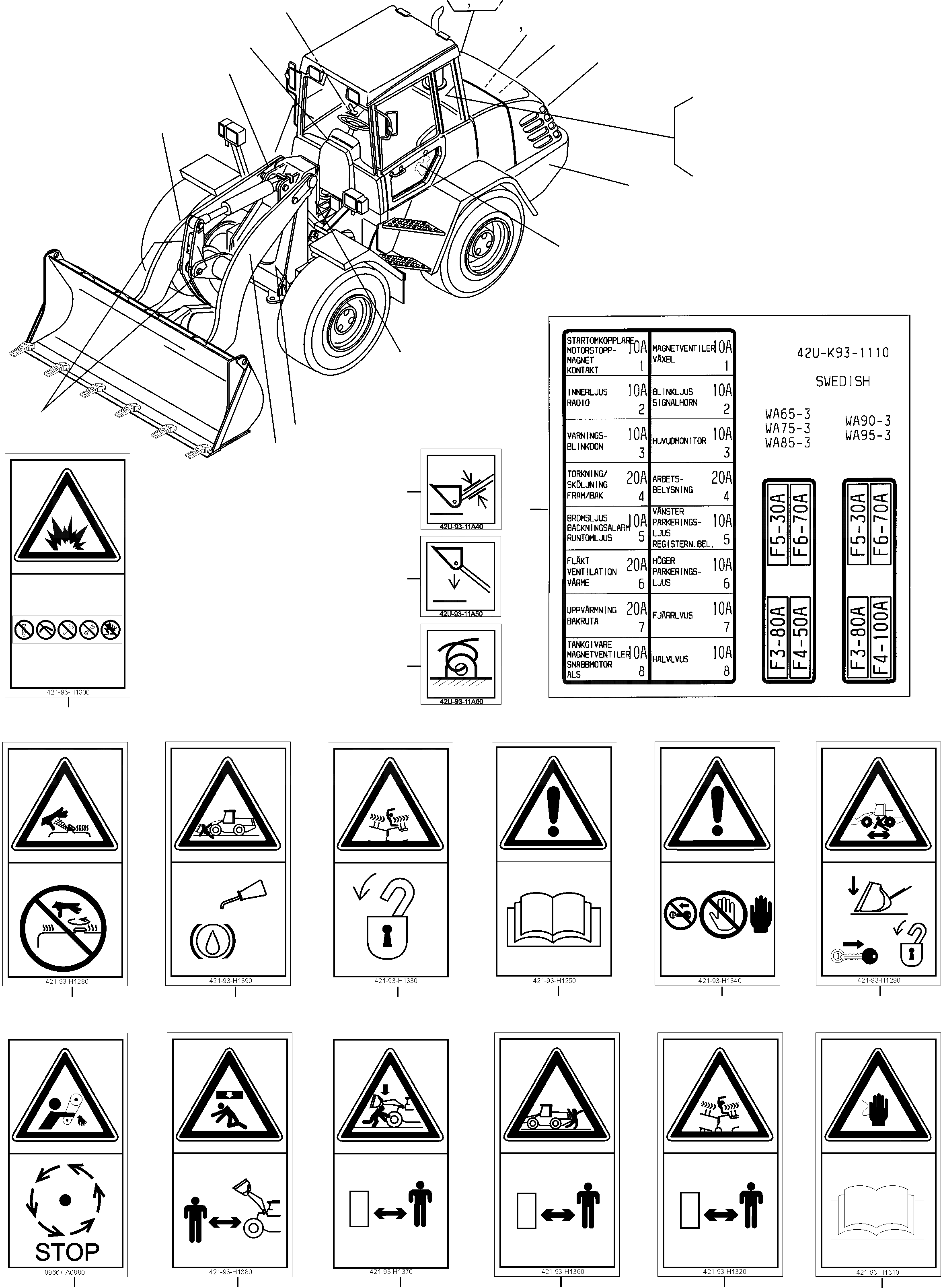 Схема запчастей Komatsu WA65-3 - ТАБЛИЧКИS, SWEDISH ИНСТРУМЕНТ, АКСЕССУАРЫ, БУКВЕНН.