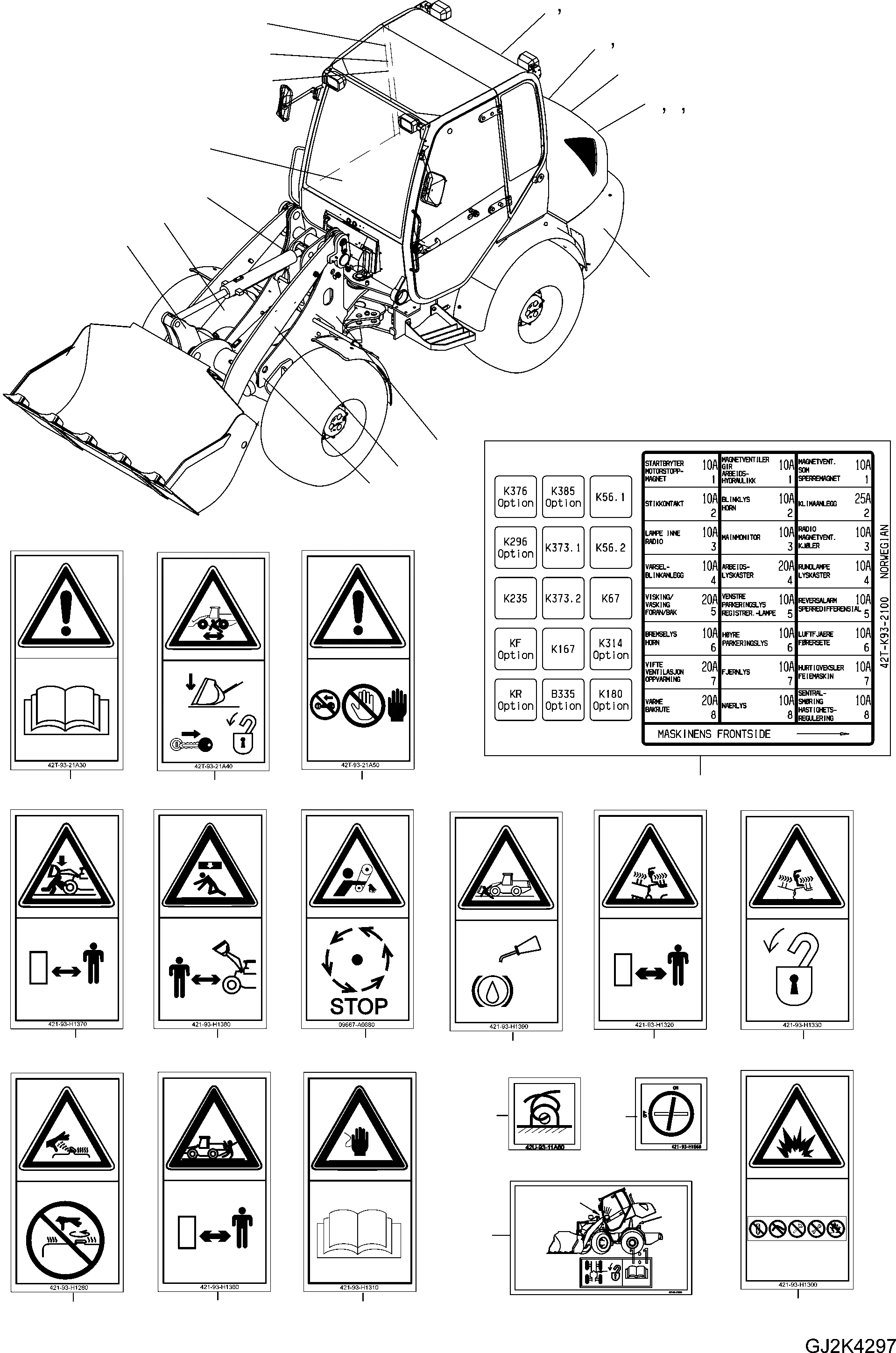 Схема запчастей Komatsu WA65-5 - ТАБЛИЧКИS, NORWEGIAN ИНСТРУМЕНТ, АКСЕССУАРЫ, БУКВЕНН.