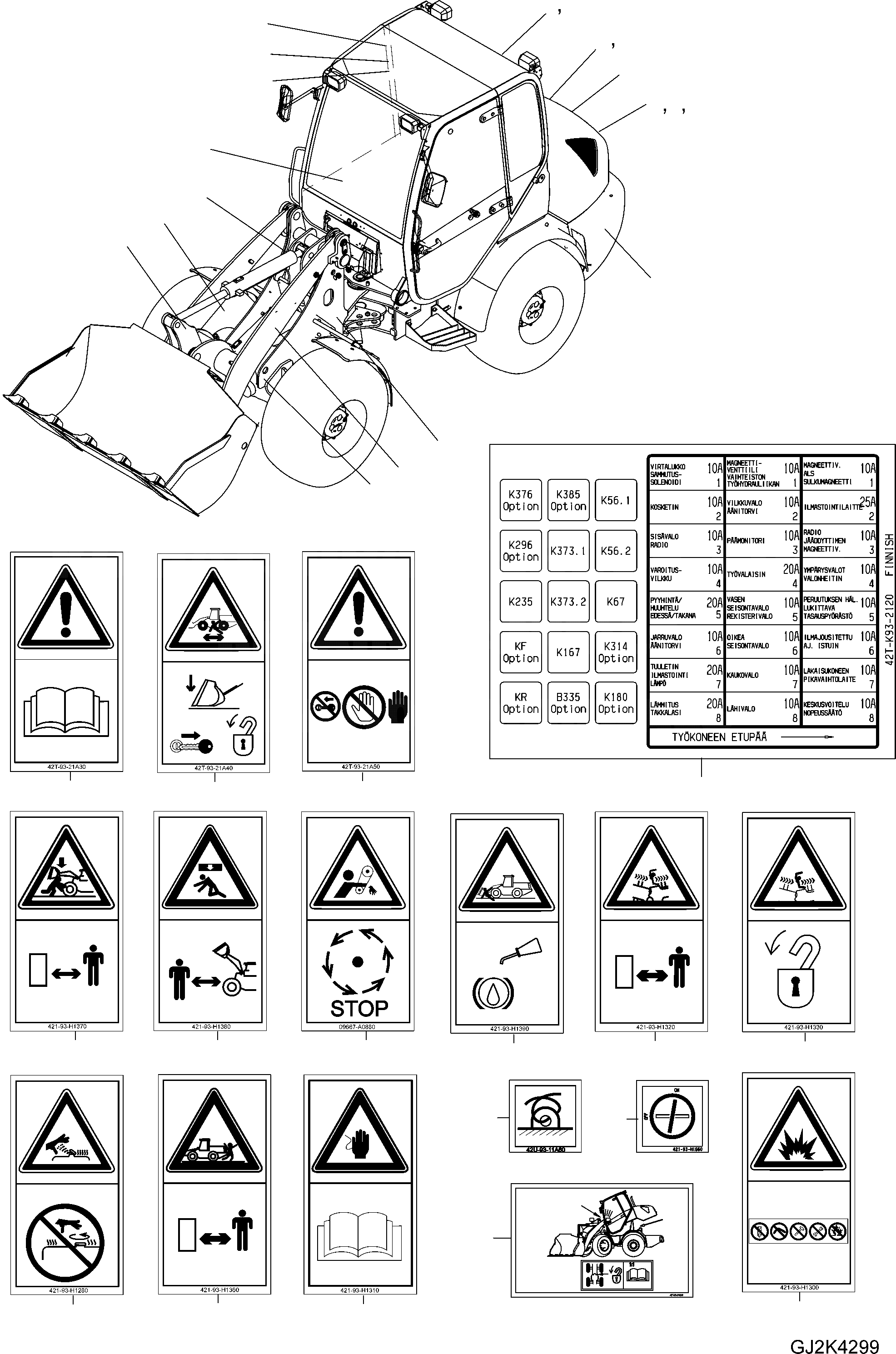 Схема запчастей Komatsu WA65-5 - ТАБЛИЧКИS, FINNISH ИНСТРУМЕНТ, АКСЕССУАРЫ, БУКВЕНН.