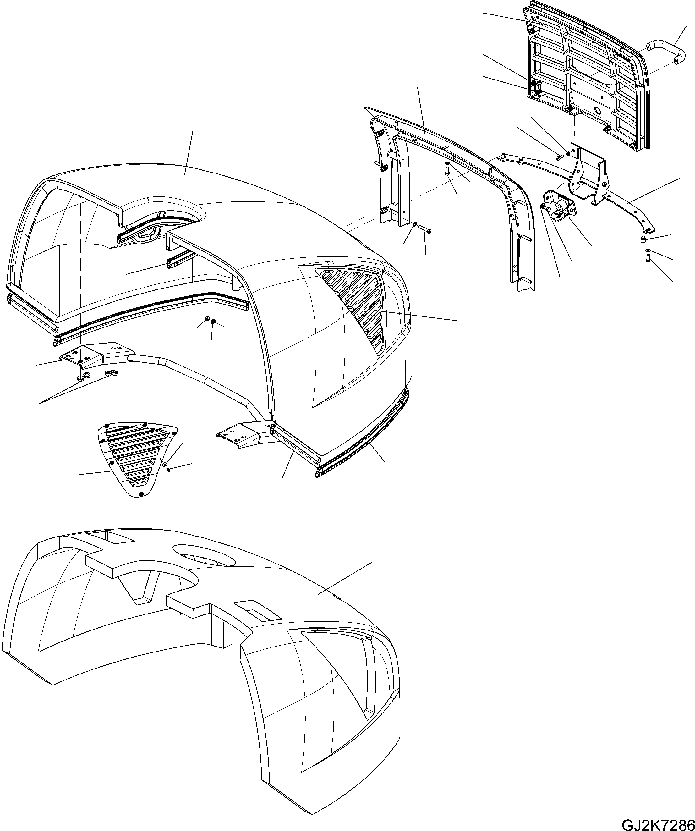 Схема запчастей Komatsu WA65-5 - ЗАЩИТА РАДИАТОРА AND КРЫШКА РАМА