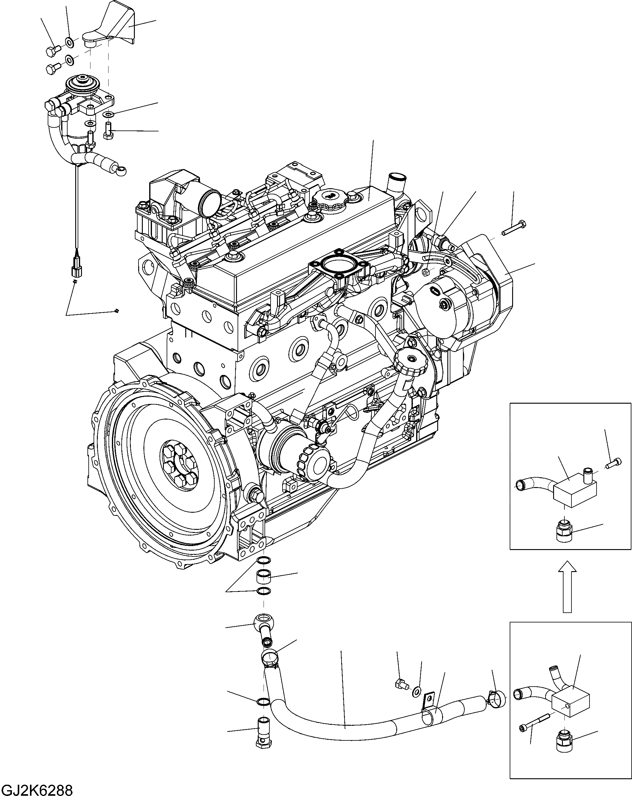 Схема запчастей Komatsu WA65-6 - КОМПОНЕНТЫ ДВИГАТЕЛЯ (ЭЛЕМЕНТЫ КРЕПЛЕНИЯ) B КОМПОНЕНТЫ ДВИГАТЕЛЯ