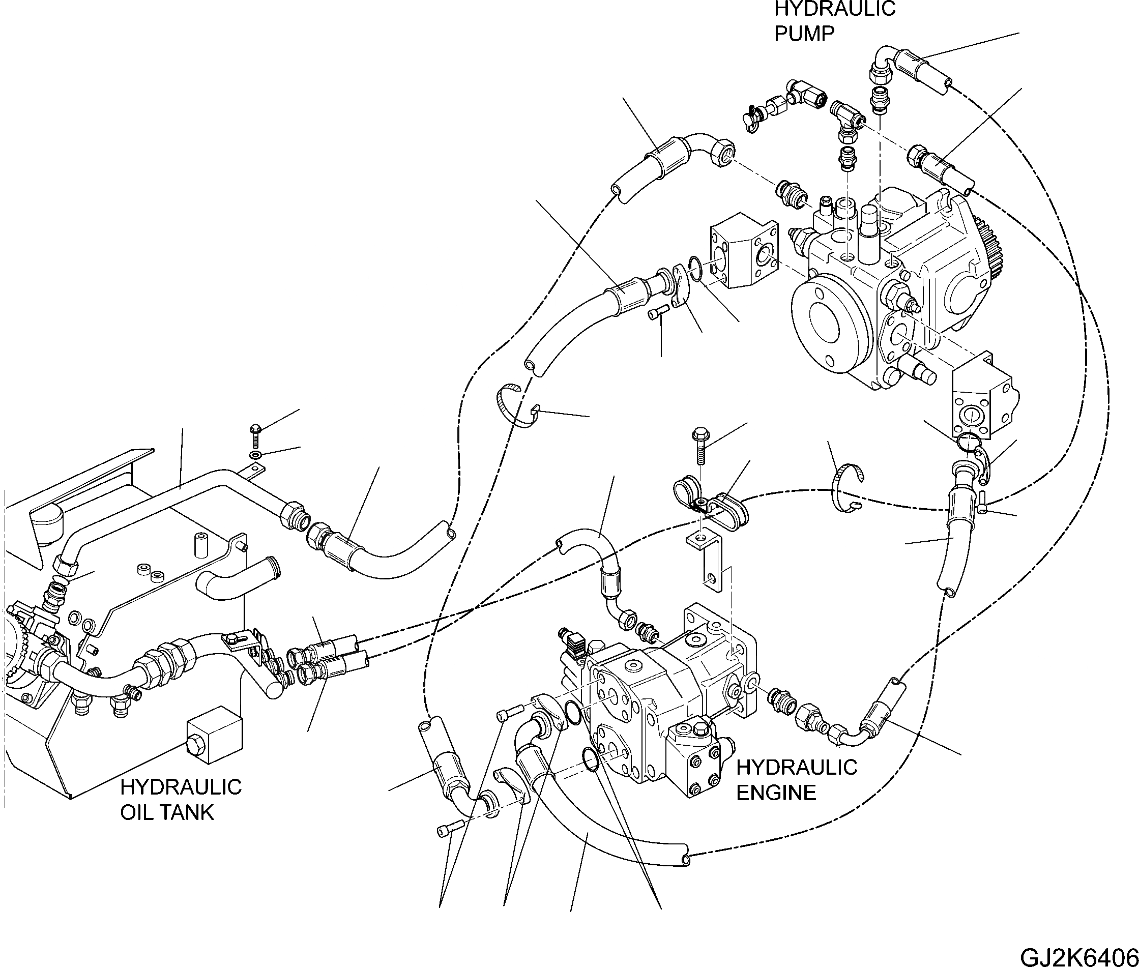 Схема запчастей Komatsu WA65-6 - HST ТРУБЫ (/) F ТРАНСМИССИЯ