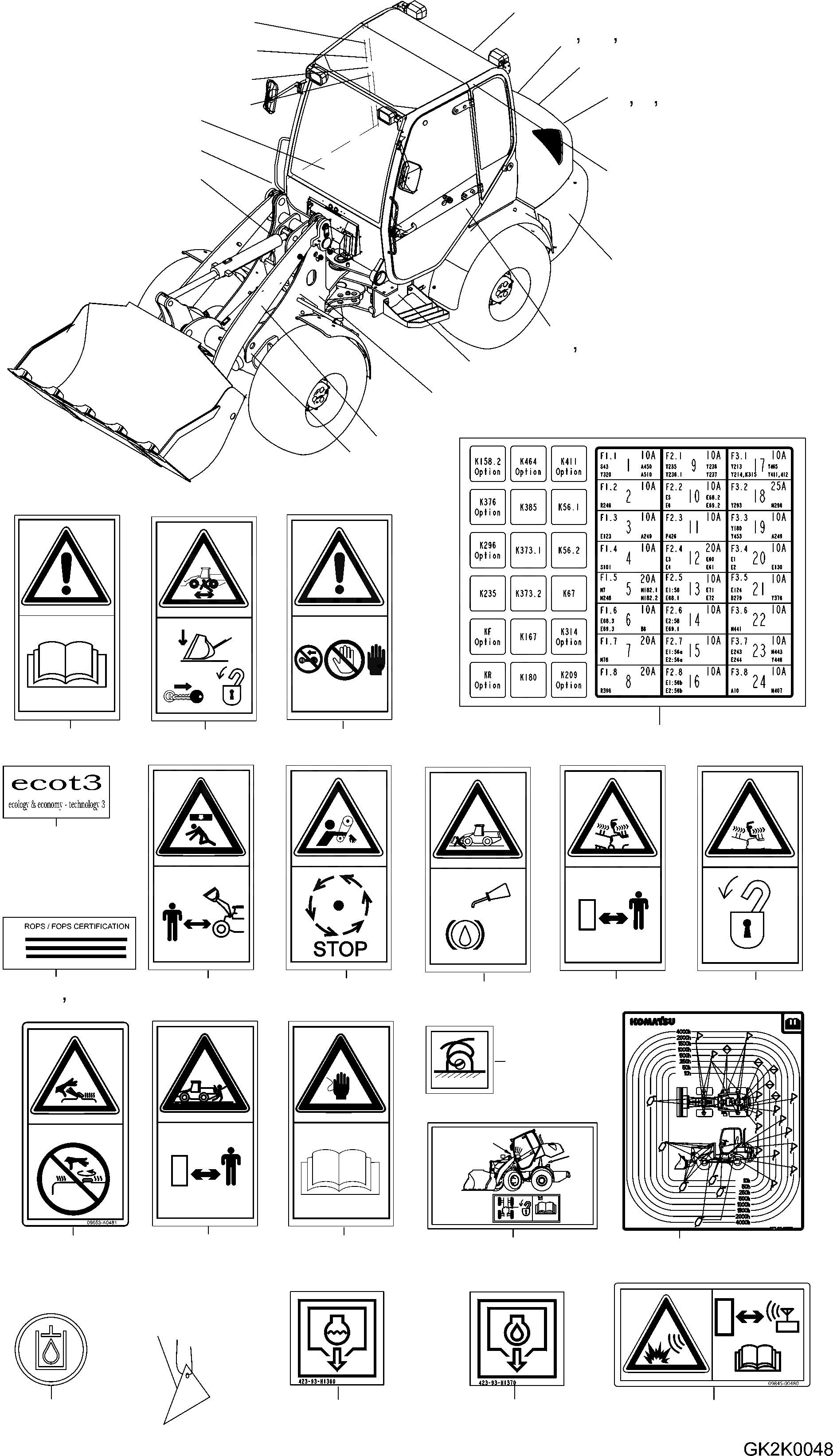 Схема запчастей Komatsu WA65-6 - ТАБЛИЧКИ (ЕСКАНАТ) (/) U МАРКИРОВКА