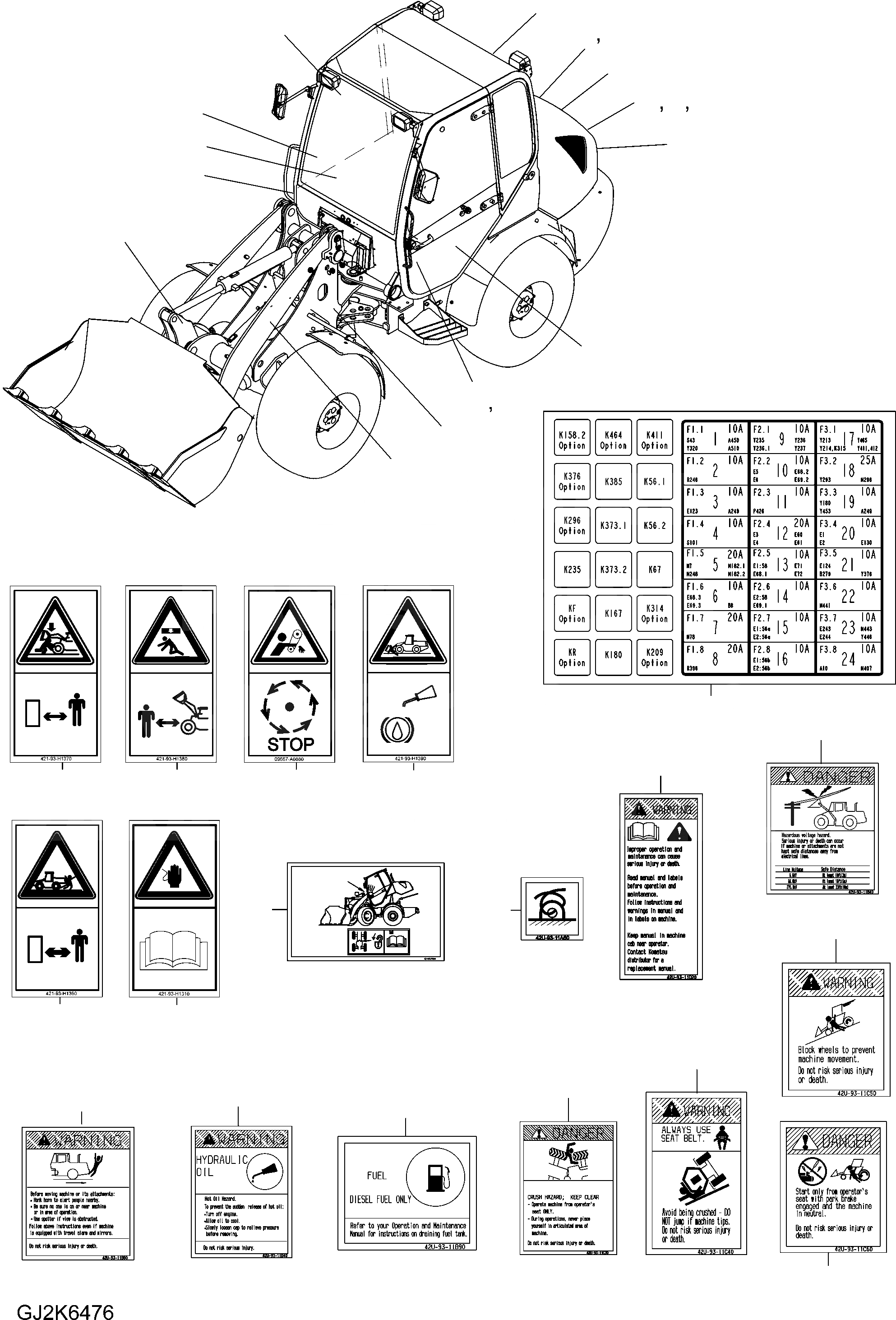 Схема запчастей Komatsu WA65-6 - ТАБЛИЧКИ (США) (/) U МАРКИРОВКА