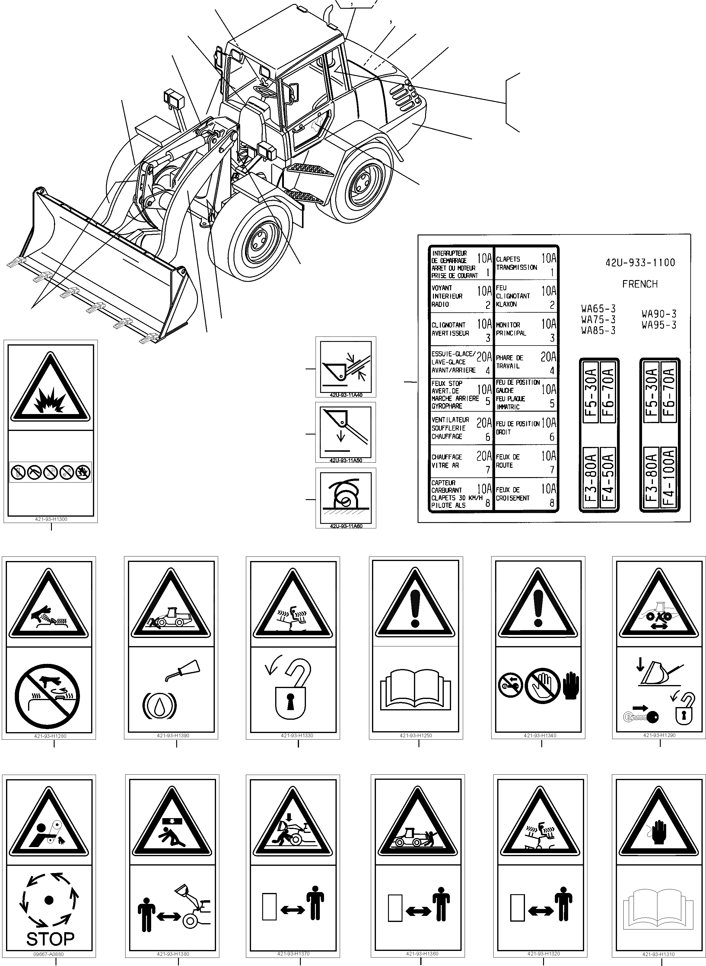 Схема запчастей Komatsu WA65PT-3 - ТАБЛИЧКИS, ФРАНЦИЯ ИНСТРУМЕНТ, АКСЕССУАРЫ, БУКВЕНН.