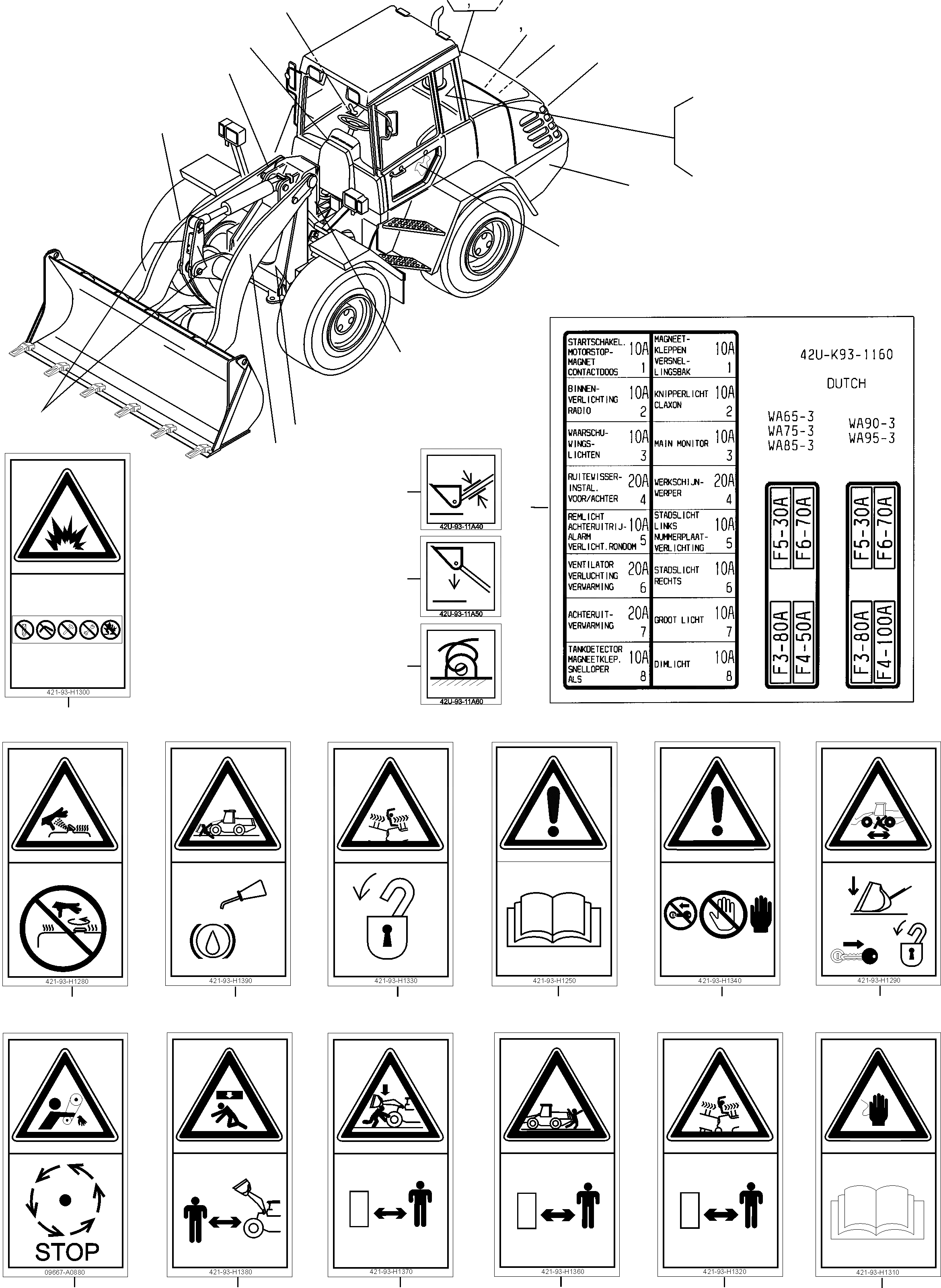 Схема запчастей Komatsu WA65PT-3 - ТАБЛИЧКИS, DUTCH ИНСТРУМЕНТ, АКСЕССУАРЫ, БУКВЕНН.