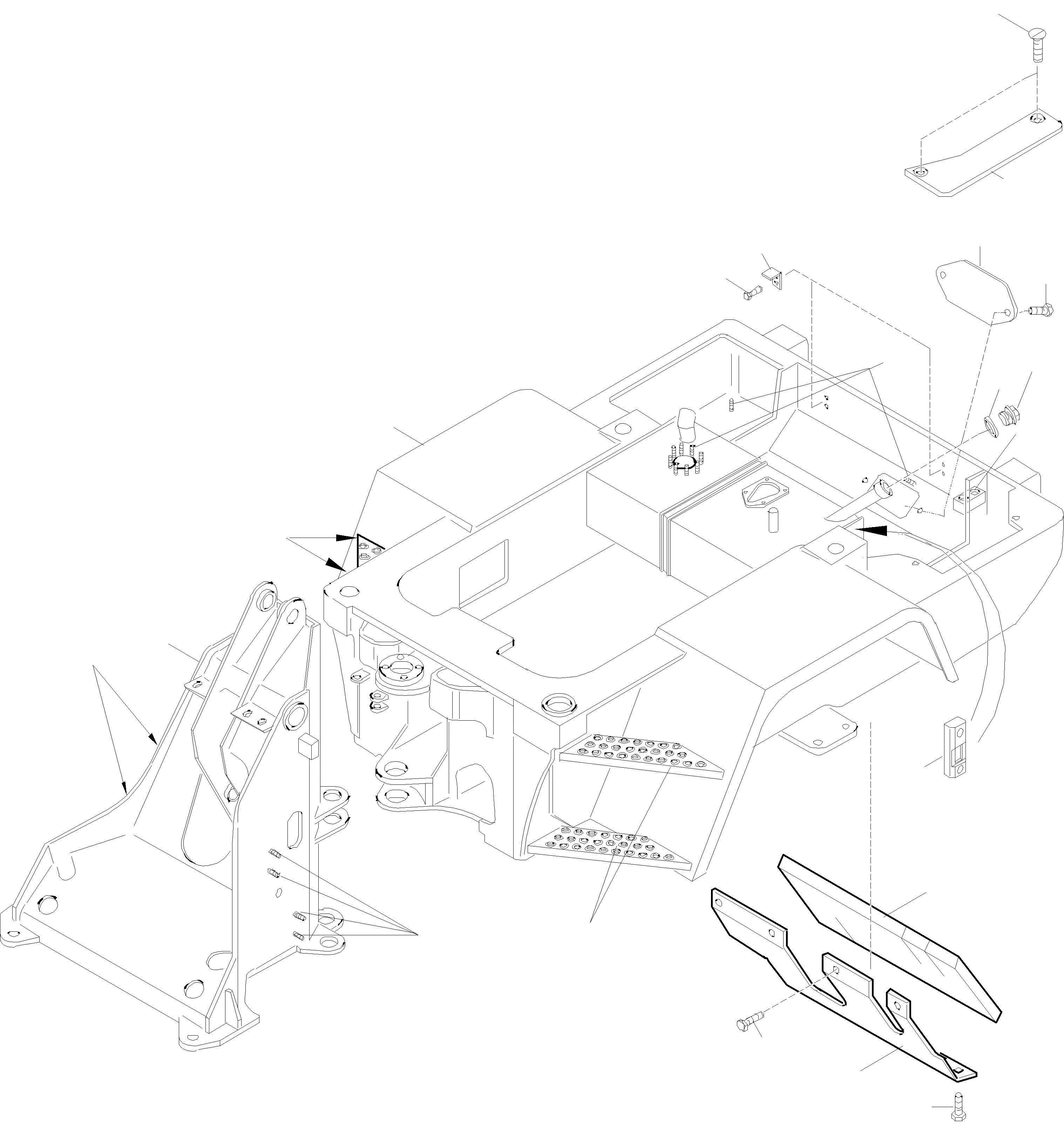 Схема запчастей Komatsu WA65PT-3 - РАМА, ПЕРЕДН. И ЗАДН. РАМА