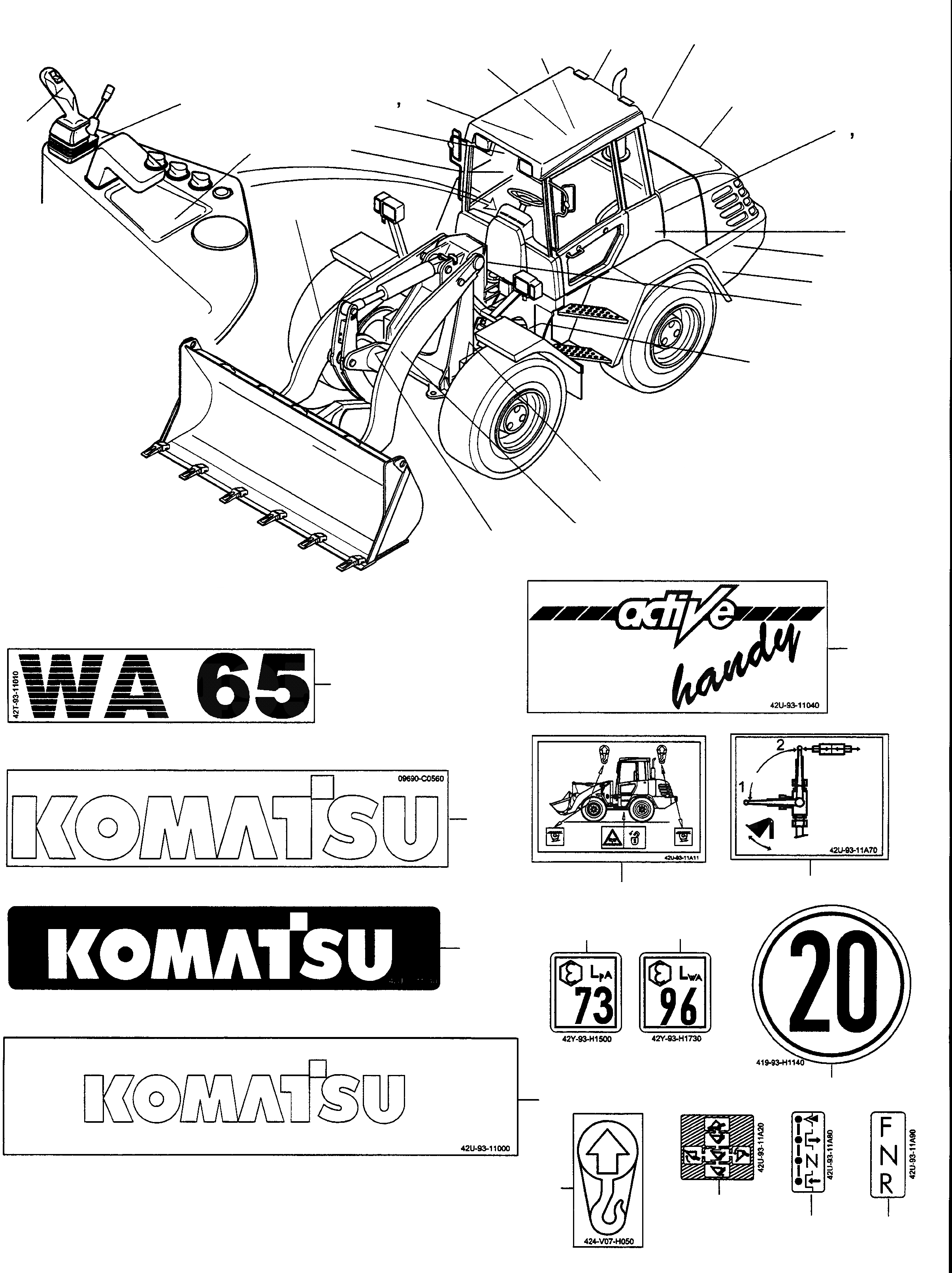 Схема запчастей Komatsu WA65PT-3 - БУКВЕНН. ИНСТРУМЕНТ, АКСЕССУАРЫ, БУКВЕНН.