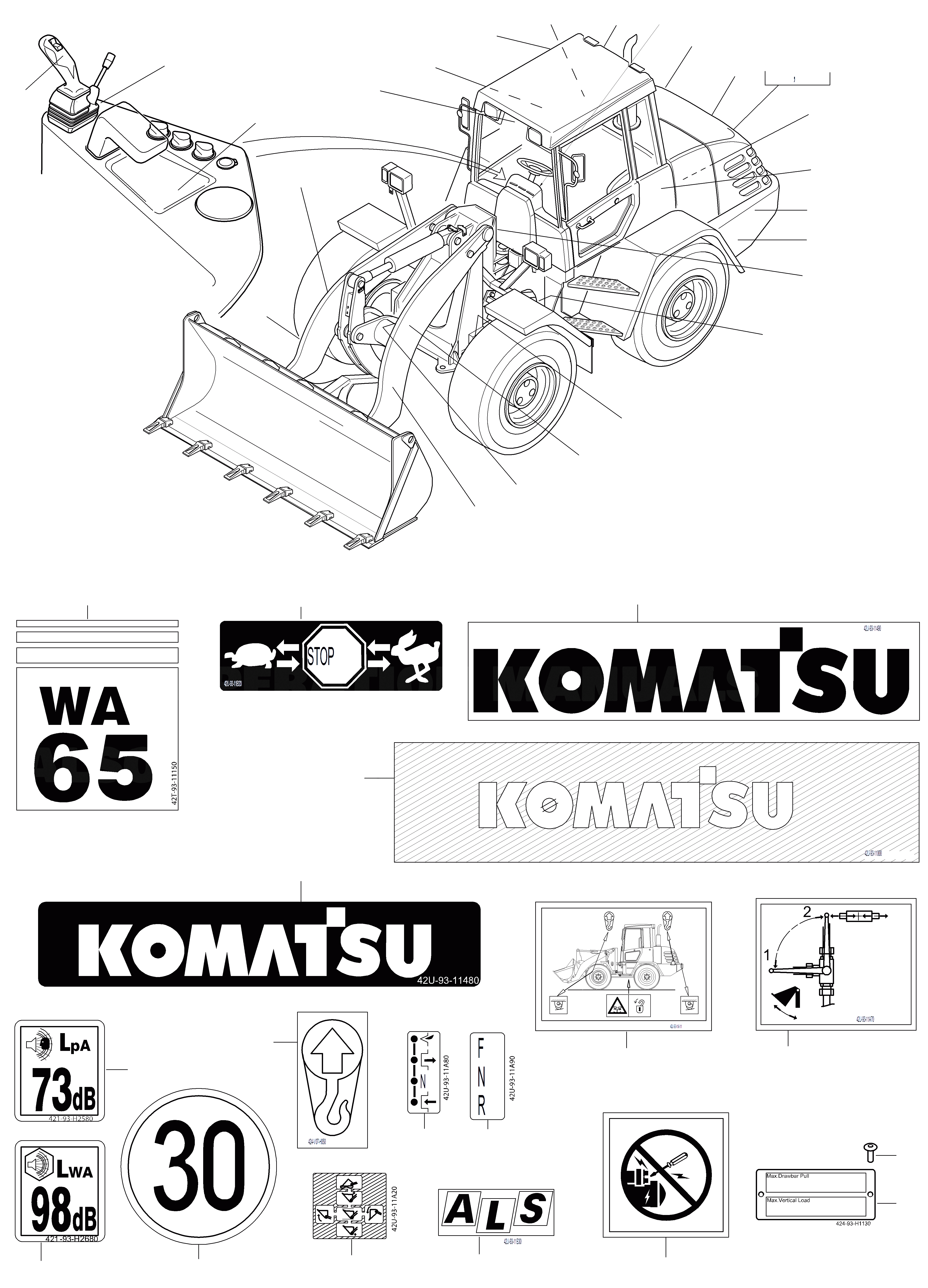 Схема запчастей Komatsu WA65-3 30km - БУКВЕНН. ИНСТРУМЕНТ, АКСЕССУАРЫ, БУКВЕНН.