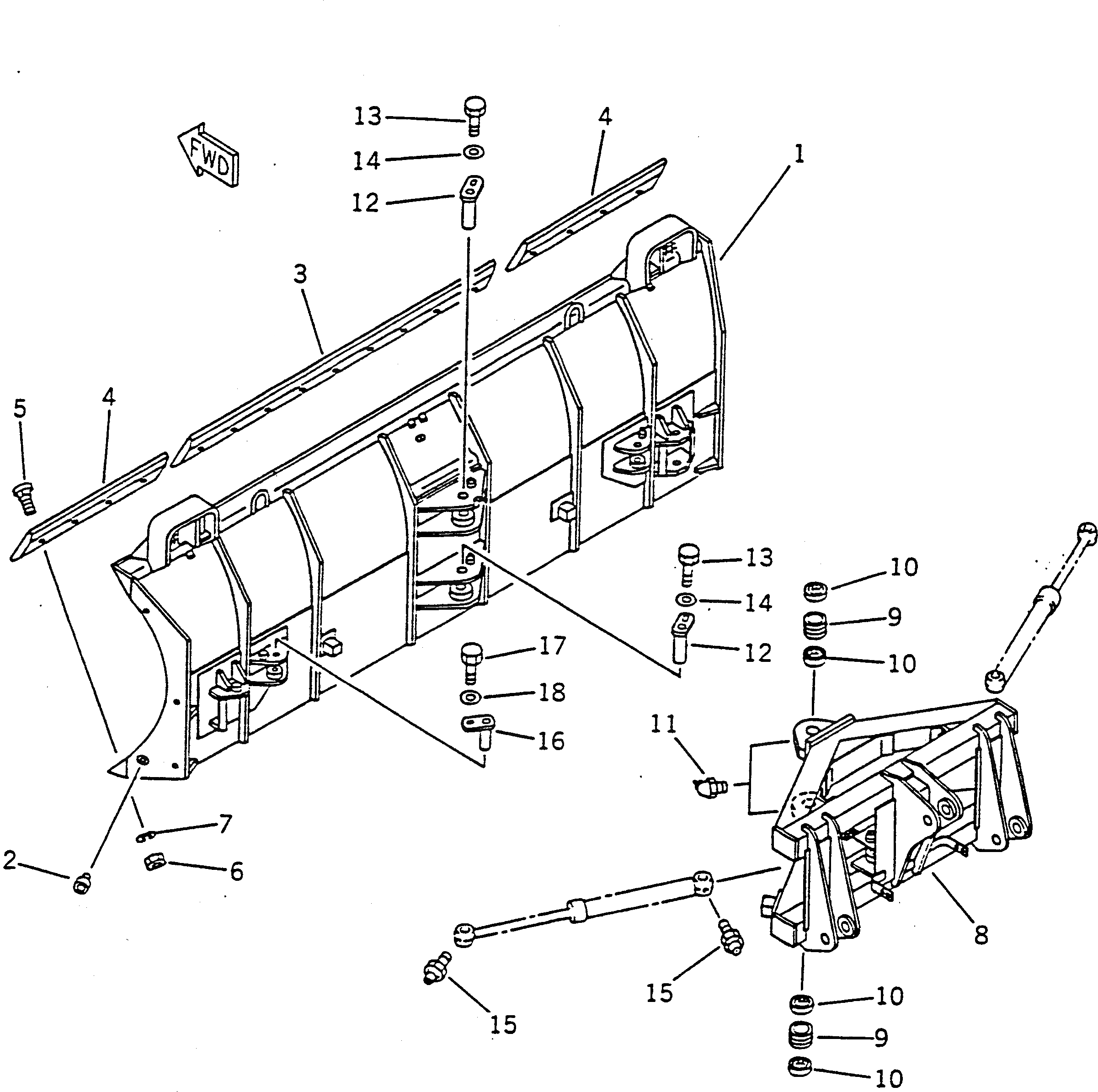 Схема запчастей Komatsu WA70-1-SN - PITCH И ANGLE SNOW PНИЗ. (/) (ОТВАЛ И НЕСУЩИЙ ЭЛЕМЕНТ) СПЕЦ. APPLICATION ЧАСТИ