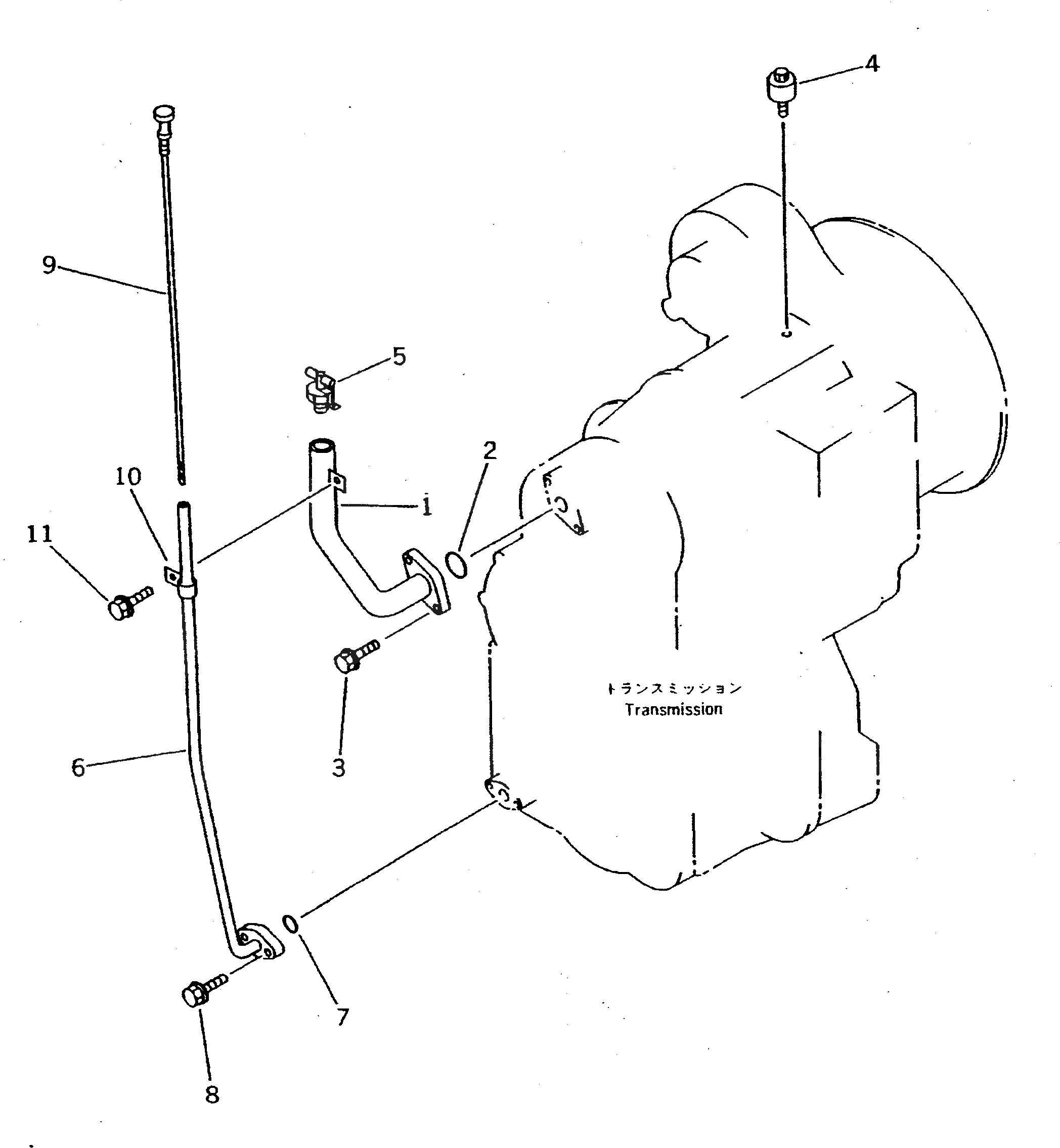 Схема запчастей Komatsu WA70-1 - ТРАНСМИССИЯ МАСЛОНАЛИВНОЙ ПАТРУБОК И GAUGE(№-) ТРАНСМИССИЯ
