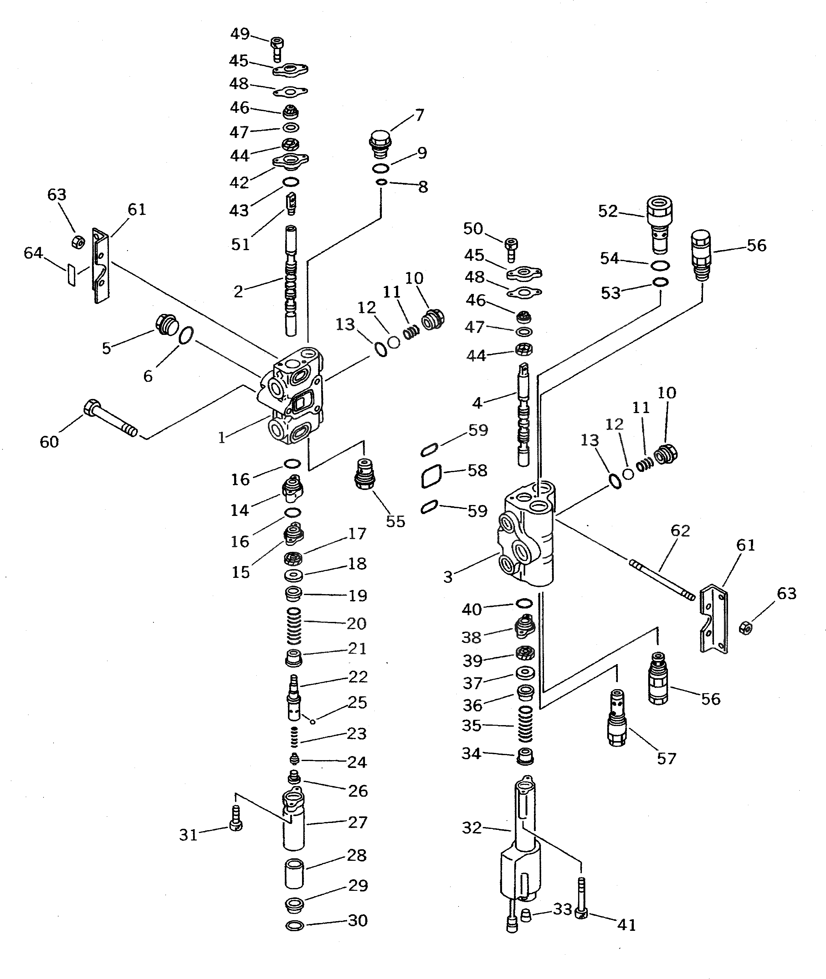 Схема запчастей Komatsu WA70-1 - 2-Х СЕКЦИОНН. УПРАВЛЯЮЩ. КЛАПАН (/)(№-) УПРАВЛ-Е РАБОЧИМ ОБОРУДОВАНИЕМ