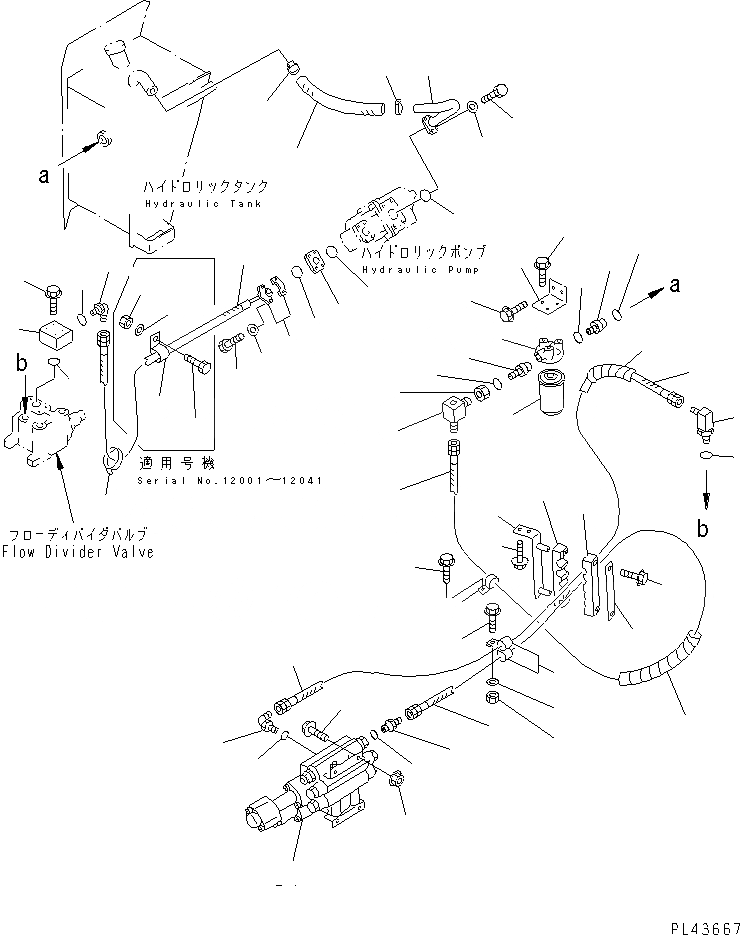 Схема запчастей Komatsu WA70-1 - ГИДРОЛИНИЯ (/) (ВСАСЫВ. И ЛИНИЯ ПОДАЧИ)(№-) УПРАВЛ-Е РАБОЧИМ ОБОРУДОВАНИЕМ