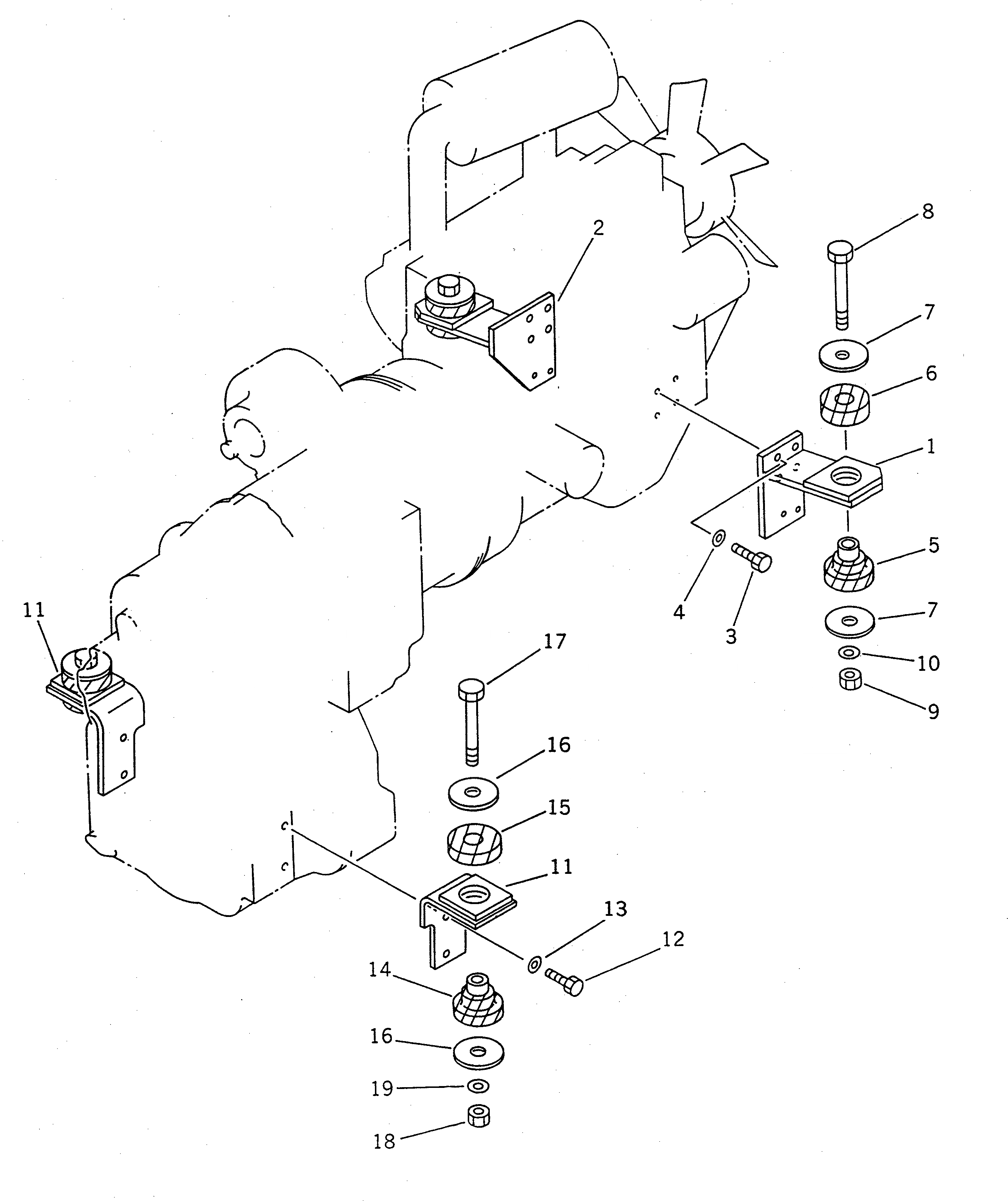 Схема запчастей Komatsu WA70-1 - КРЕПЛЕНИЕ ДВИГАТЕЛЯ(№-) КОМПОНЕНТЫ ДВИГАТЕЛЯ И ЭЛЕКТРИКА