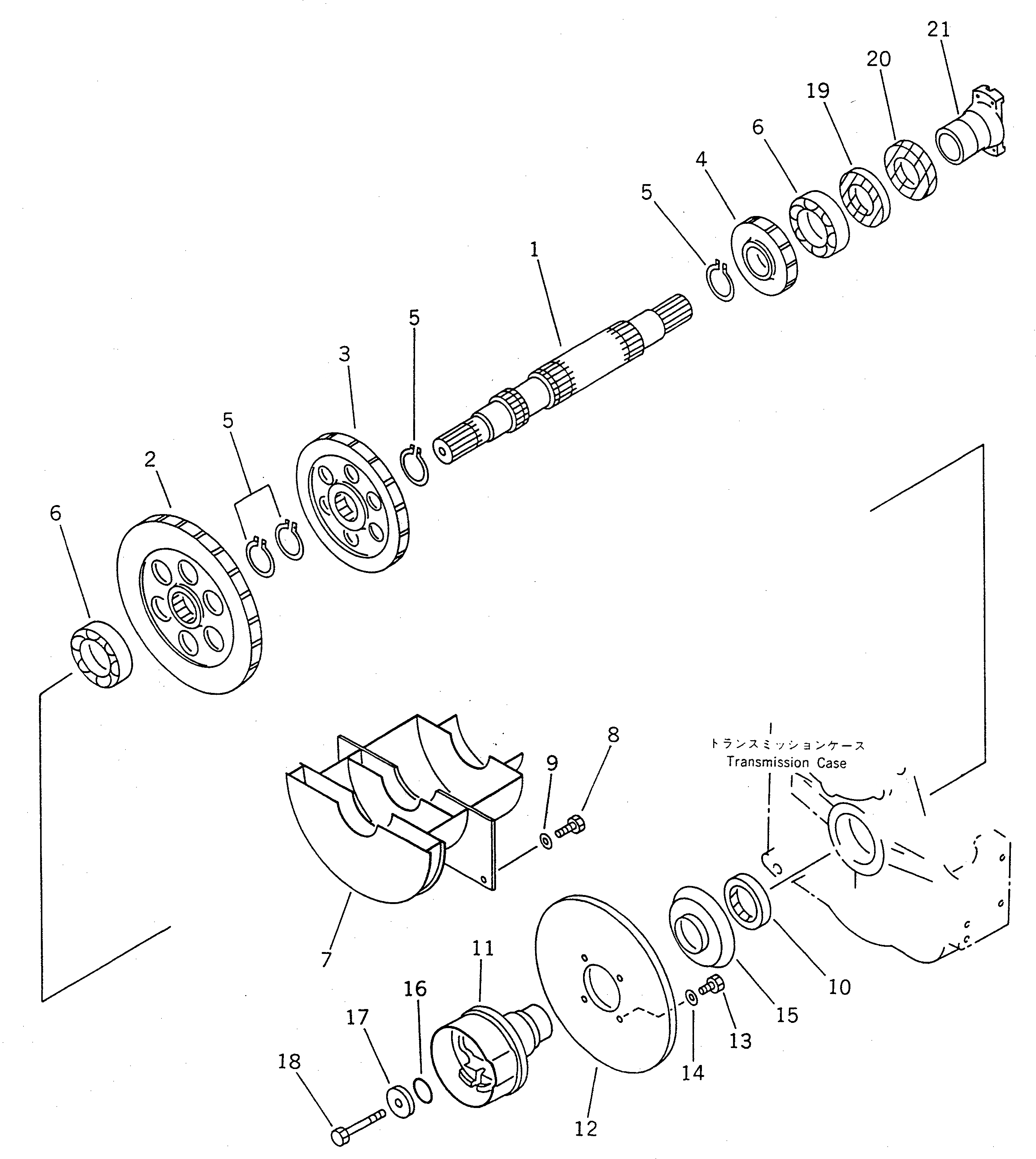 Схема запчастей Komatsu WA70-1 - ТРАНСМИССИЯ (ВЫХОДНОЙ ВАЛ) (8/8)(№-) ТРАНСМИССИЯ