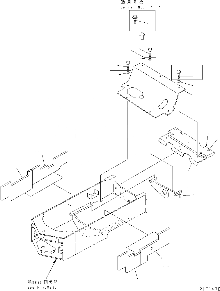 Схема запчастей Komatsu WA70-1 - NOISE ABATEMENT ЧАСТИ (/) (ЗАДН. РАМА И НИЖН. КРЫШКА (/))(№79-) СПЕЦ. APPLICATION ЧАСТИ