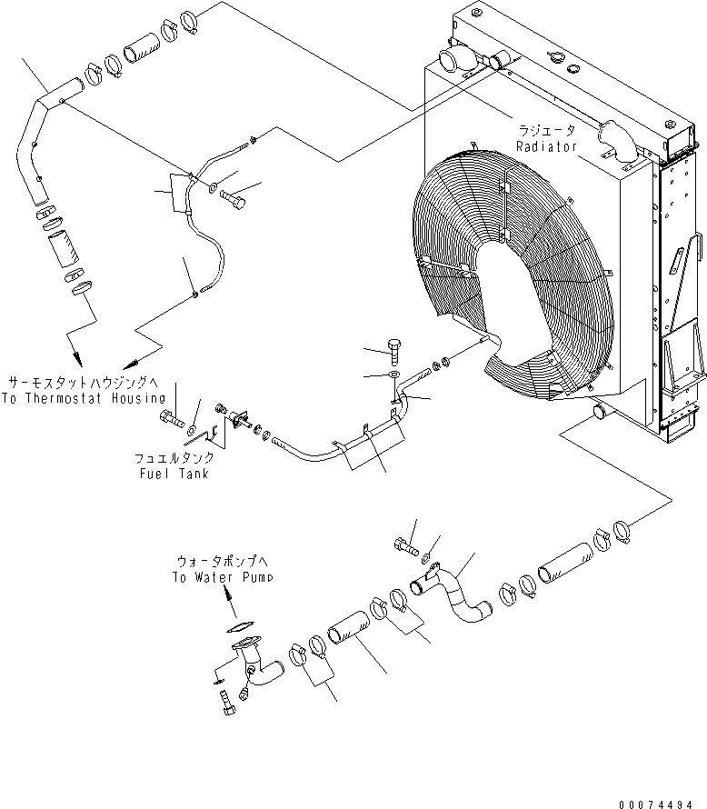 Схема запчастей Komatsu WA700-3 - ЛИНИЯ ОХЛАЖДЕНИЯ (СИСТЕМА ТРУБ РАДИАТОРА)(№7-) СИСТЕМА ОХЛАЖДЕНИЯ