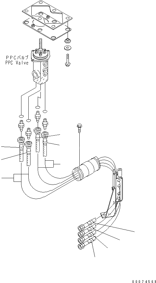 Схема запчастей Komatsu WA700-3 - ГИДРОЛИНИЯ (ЛИНИЯ КЛАПАНА PPC) (ПЕРЕДН.)(№7-) ГИДРАВЛИКА
