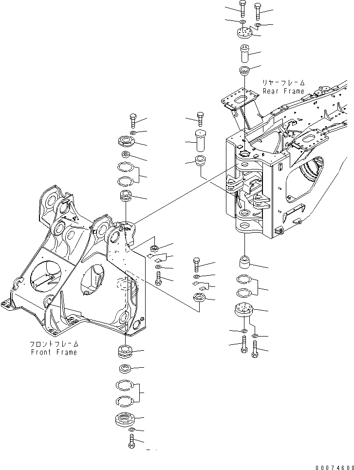 Схема запчастей Komatsu WA700-3 - ПАЛЕЦ(ДЛЯ ПЕРЕДН. И ЗАДН. РАМА СОЕДИНЕНИЕ)(№7-) ОСНОВНАЯ РАМА И ЕЕ ЧАСТИ