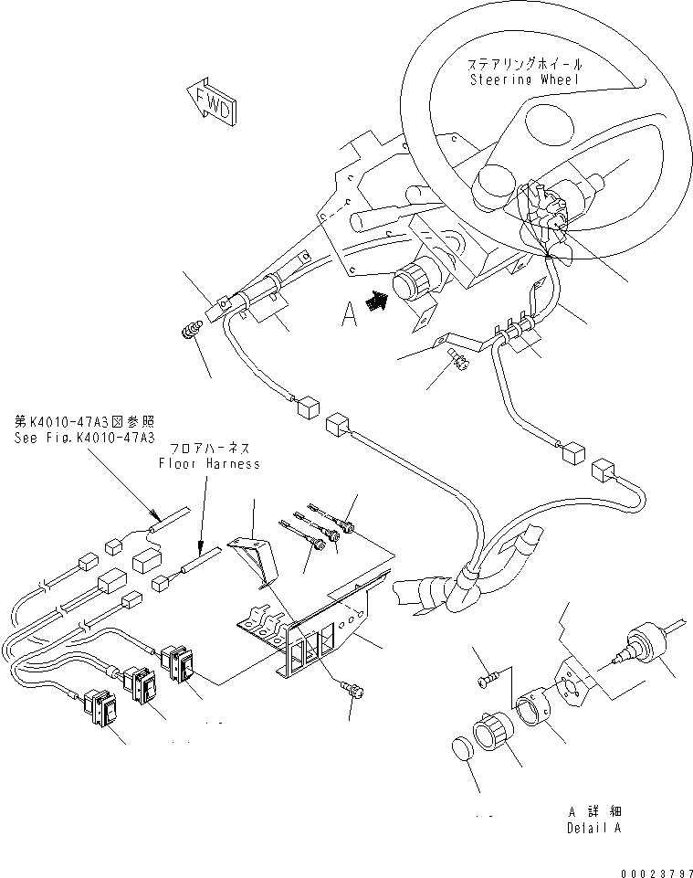 Схема запчастей Komatsu WA700-3 - ПОЛ (STATER ПЕРЕКЛЮЧАТЕЛЬ И ВКЛЮЧЕНИЕ ДВОРНИКОВ) (С VHMS)(№-7) КАБИНА ОПЕРАТОРА И СИСТЕМА УПРАВЛЕНИЯ